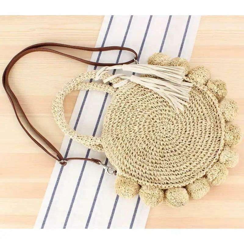 Bohemian Tassel Round Straw Bag