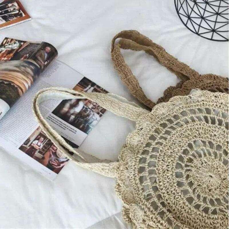 Bohemian Style Round Straw Bag for Women