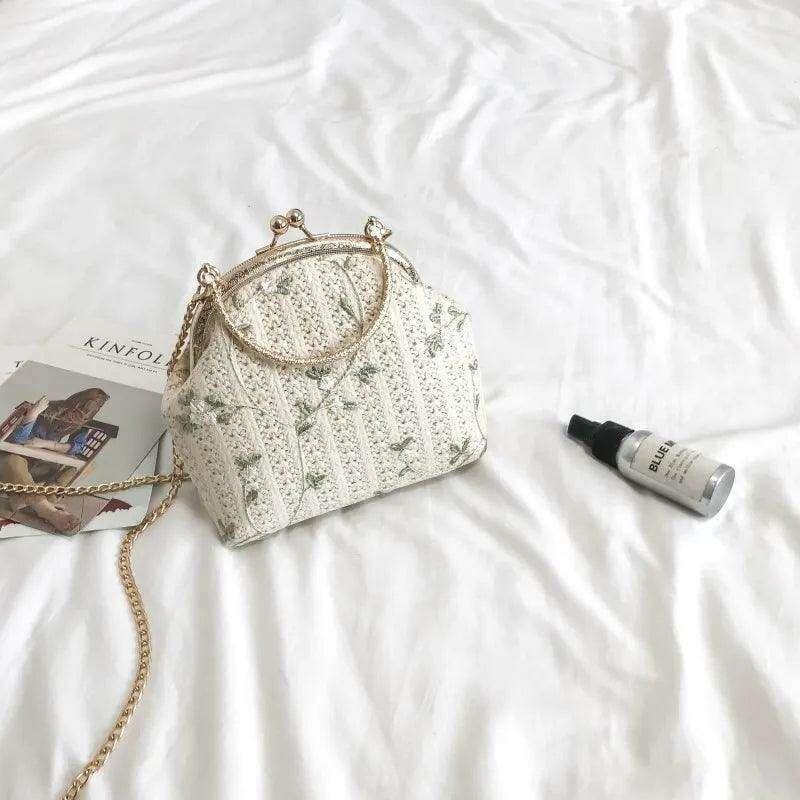 Handmade knitted clutch bag