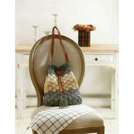 Colorful handmade knitted bag