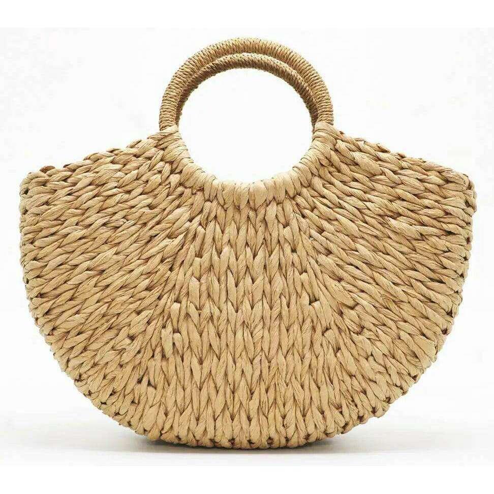 Rattan Half Moon Summer Beach Bag
