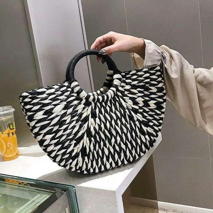Rattan Half Moon Summer Beach Bag