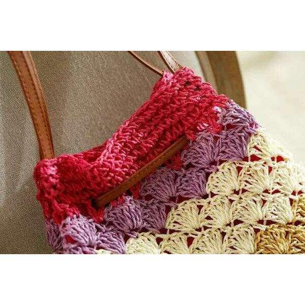 Colorful handmade knitted bag