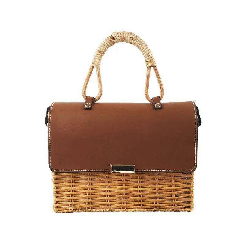 תיק קש עם מכסה עור סינטטי