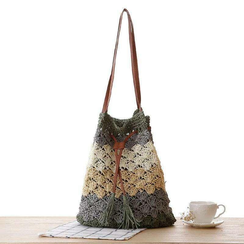 Colorful handmade knitted bag
