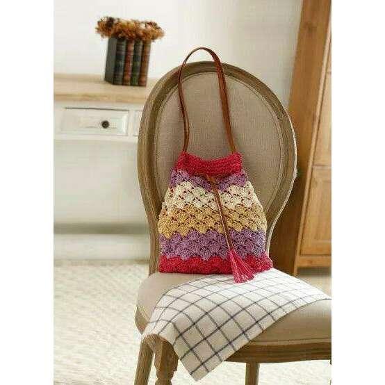 Colorful handmade knitted bag