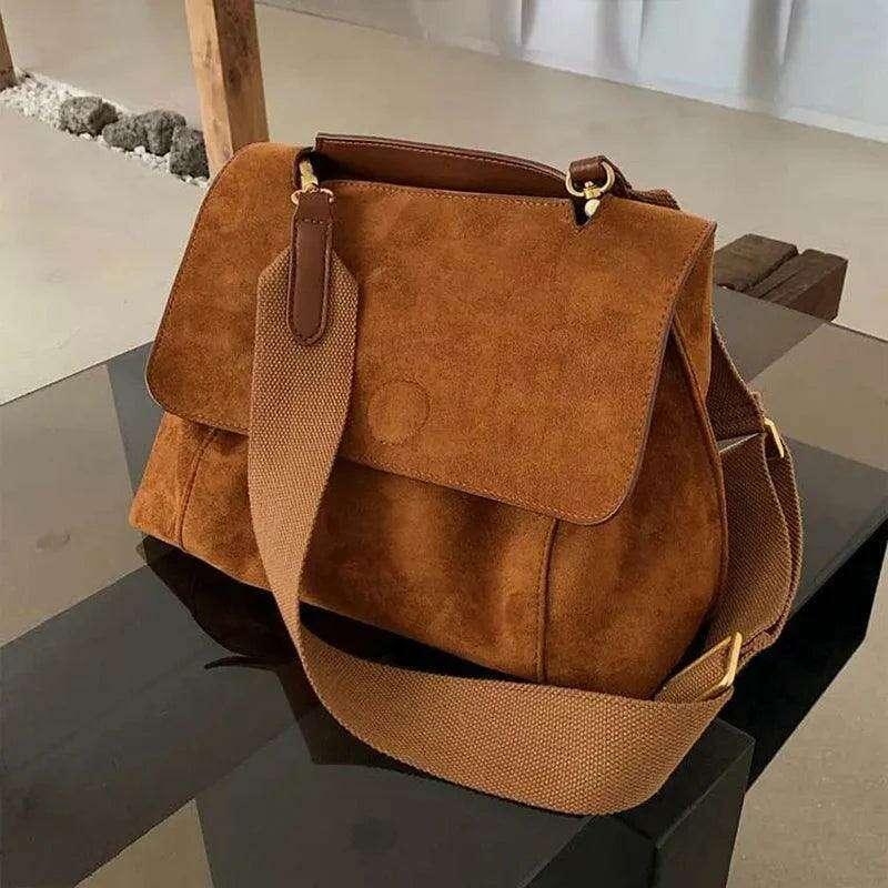 Suede leather designed shoulder bag