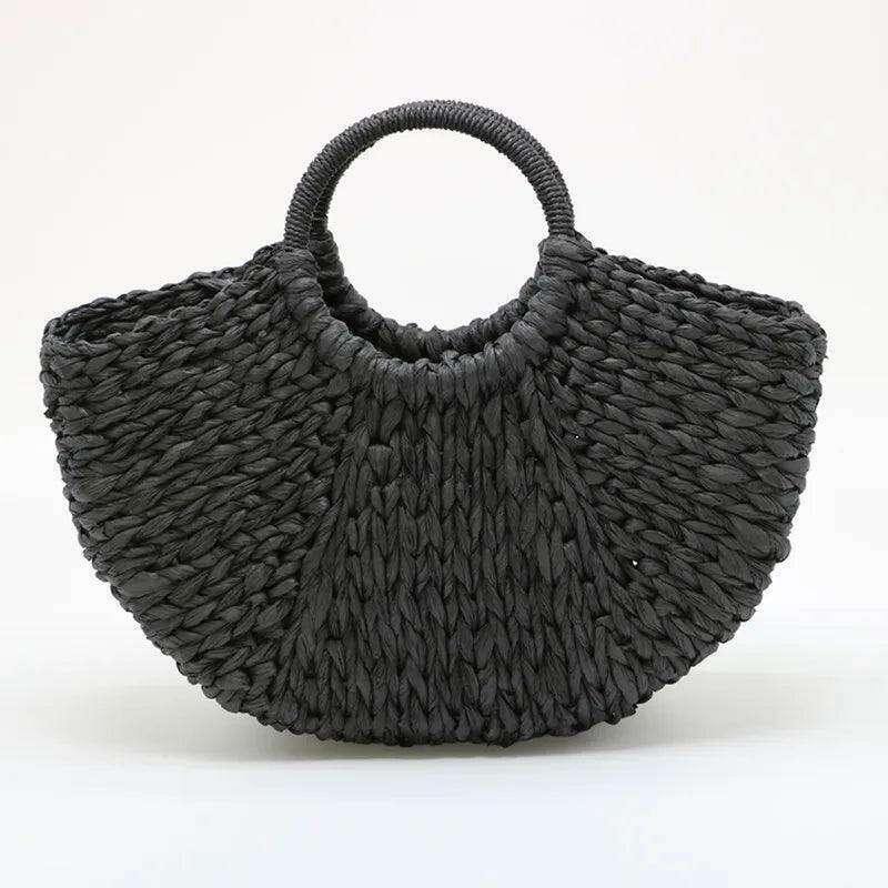 Rattan Half Moon Summer Beach Bag