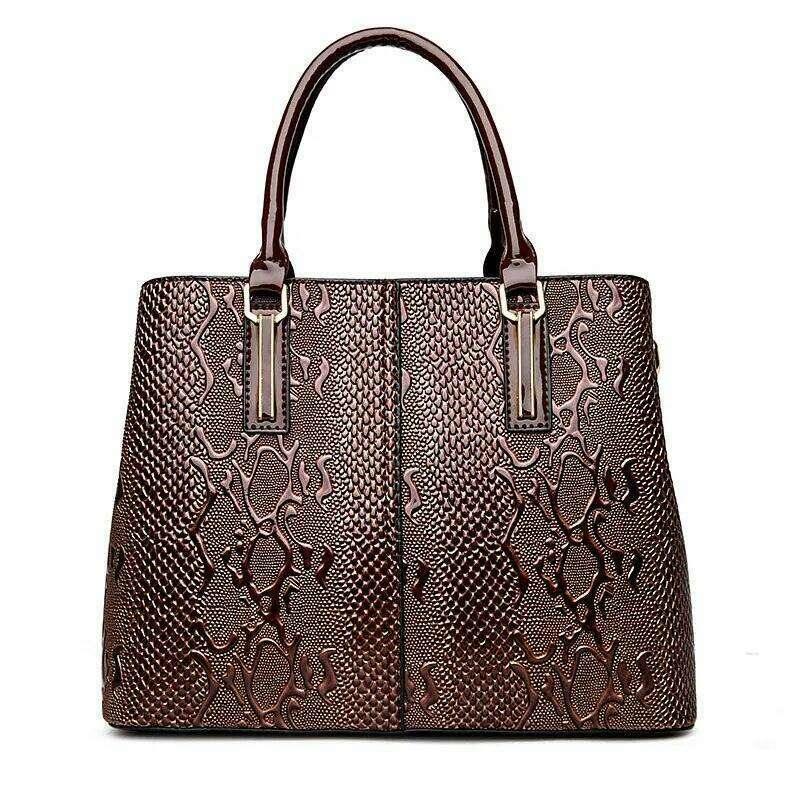 Luxurious leather bag for women in a snake print design