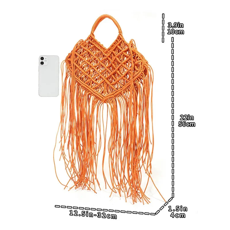 Handmade macrame bag with tassels