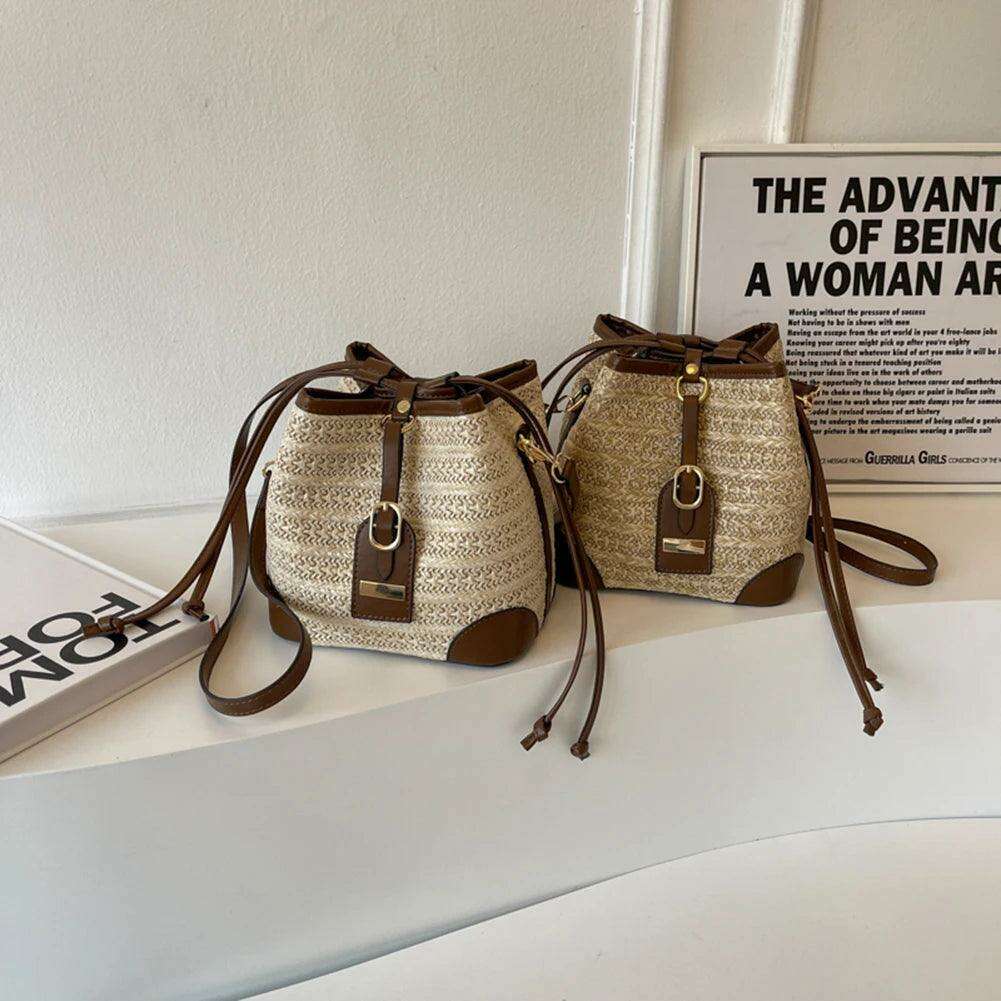 Elegant woven bucket bag