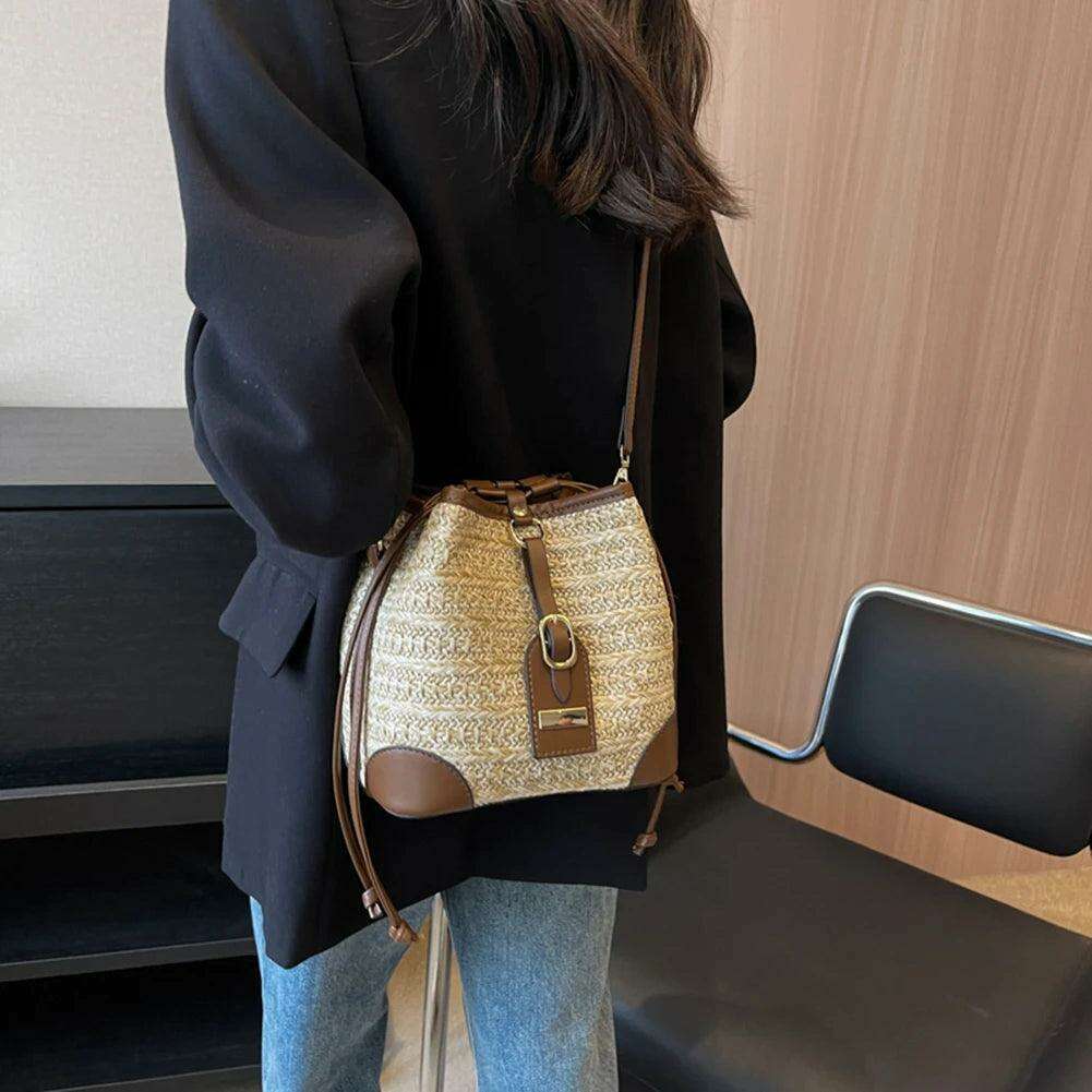 Elegant woven bucket bag