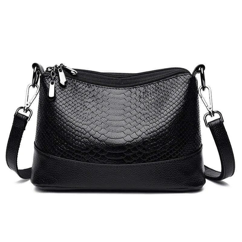 Women's snake-like leather crossbody bag