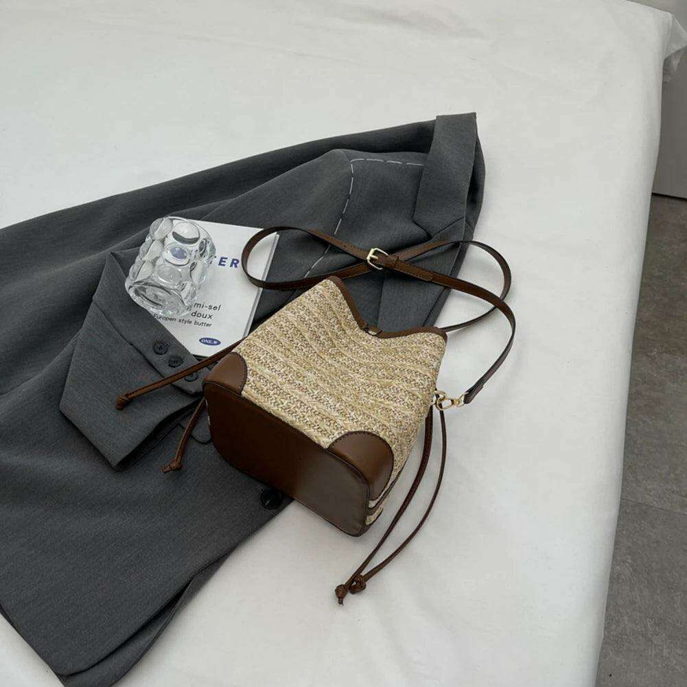 Elegant woven bucket bag