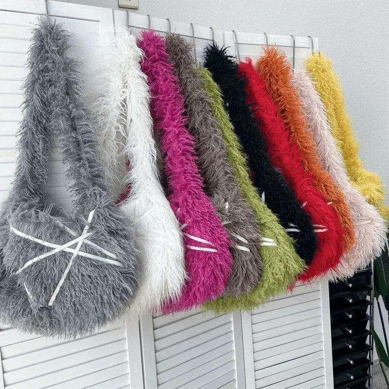 Furry crossbody bag for women