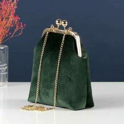 Luxury velvet evening bag for women with gold chain