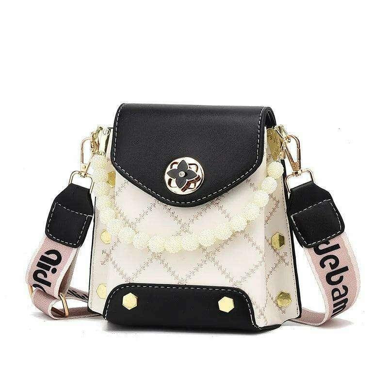 תיק צד אופנתי עם פנינים ורצועת בד