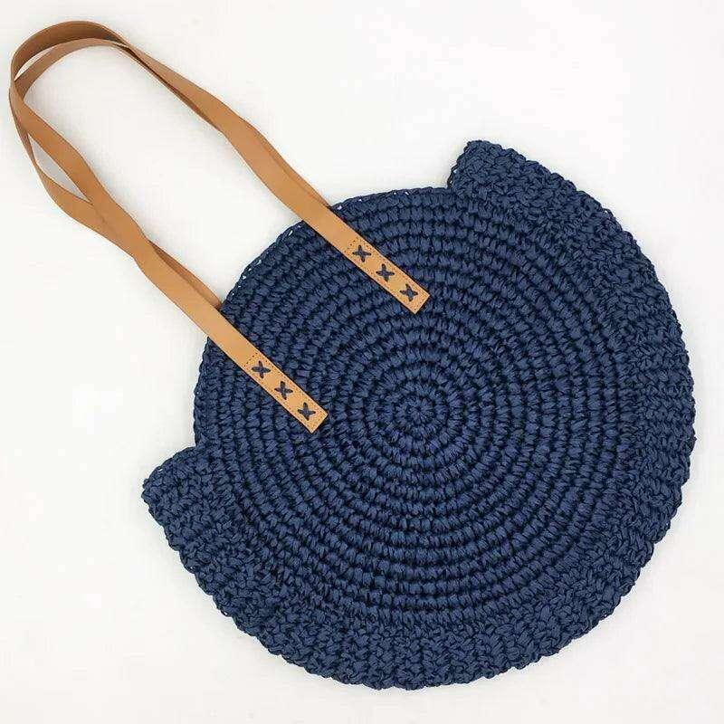 Handmade braided round shoulder bag