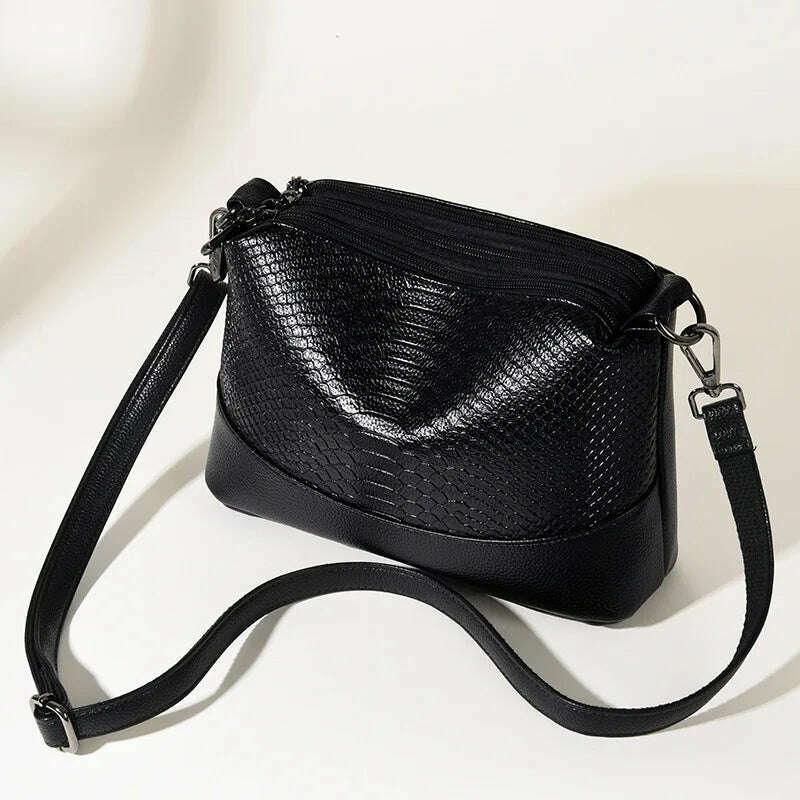 Women's snake-like leather crossbody bag
