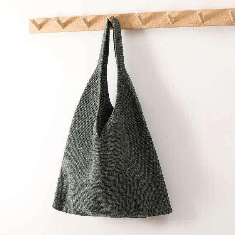 Knitted shoulder bag for women - classic and modern design