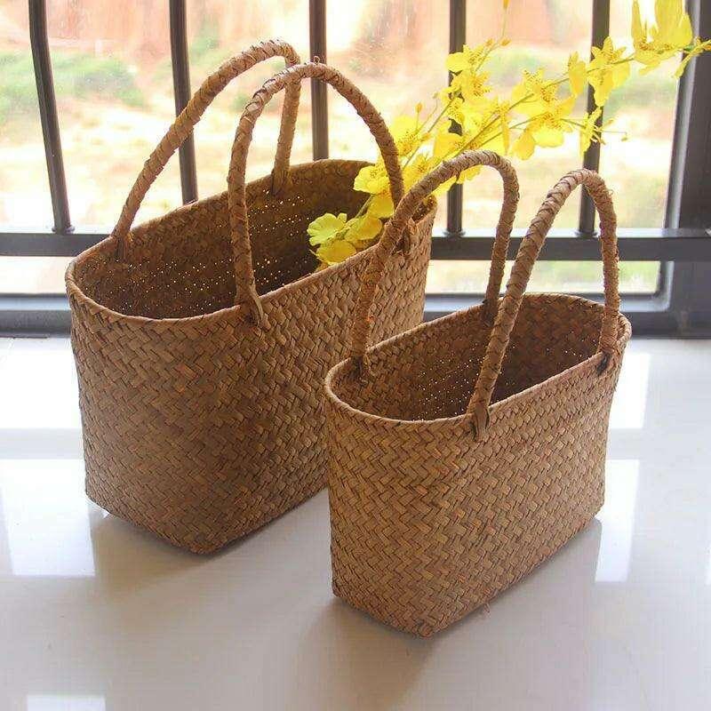 Handmade natural straw bag