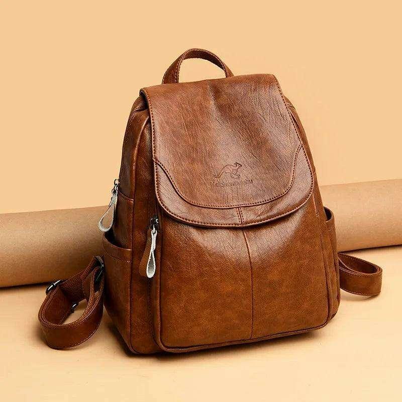 Classic leather backpack for women