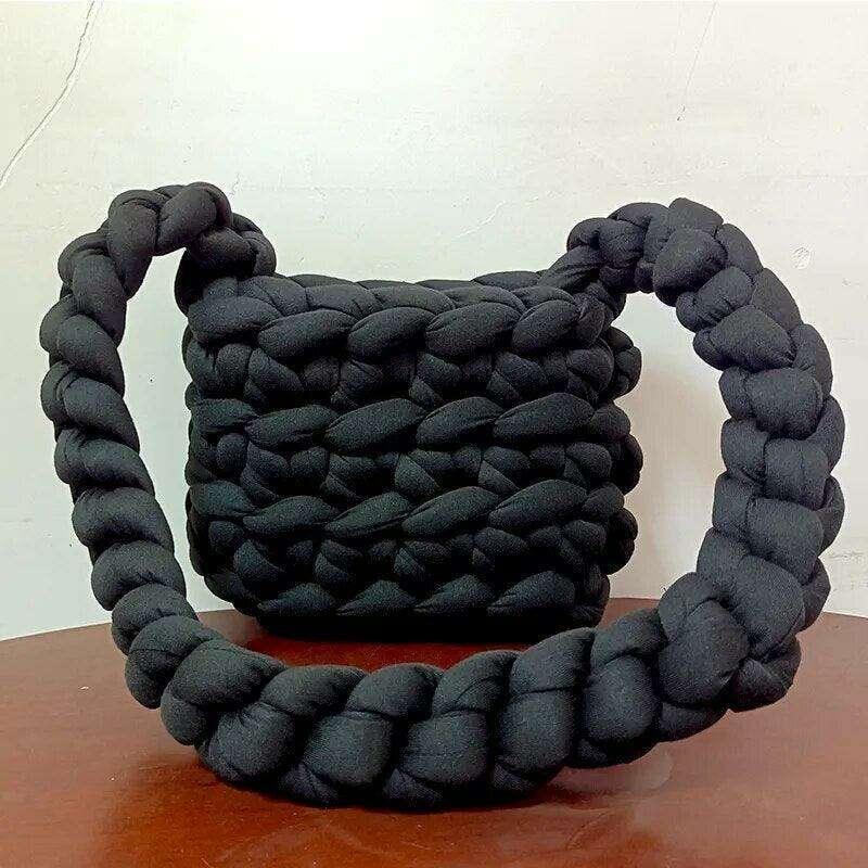 Soft fabric braided shoulder bag