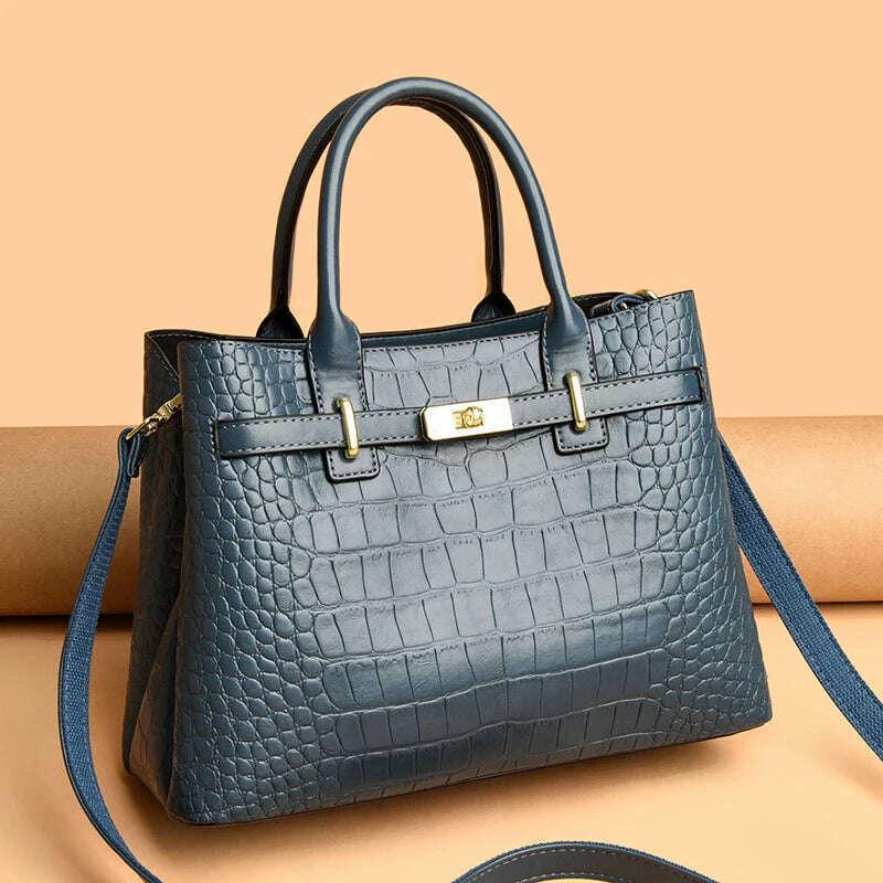 Elegant brown crocodile leather handbag - luxury and comfort for women
