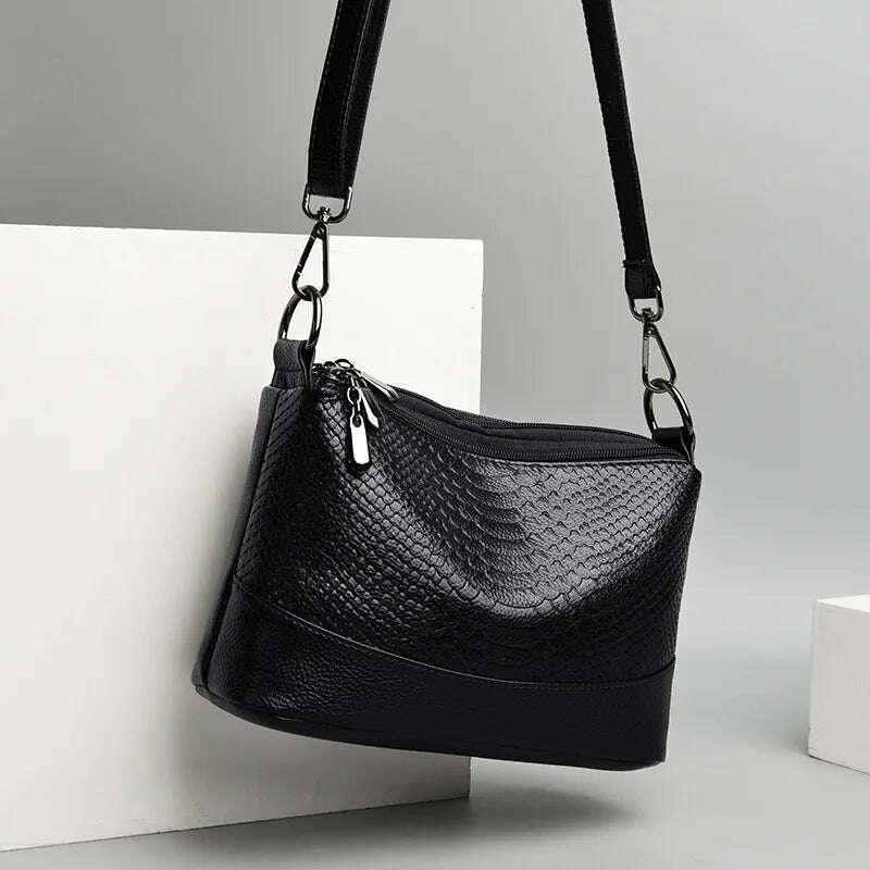 Women's snake-like leather crossbody bag
