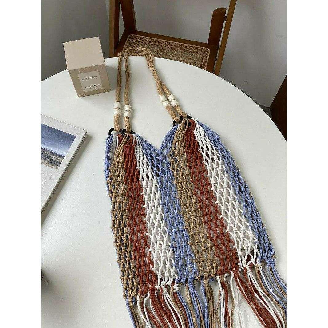 Bohemian design mesh bag with beads