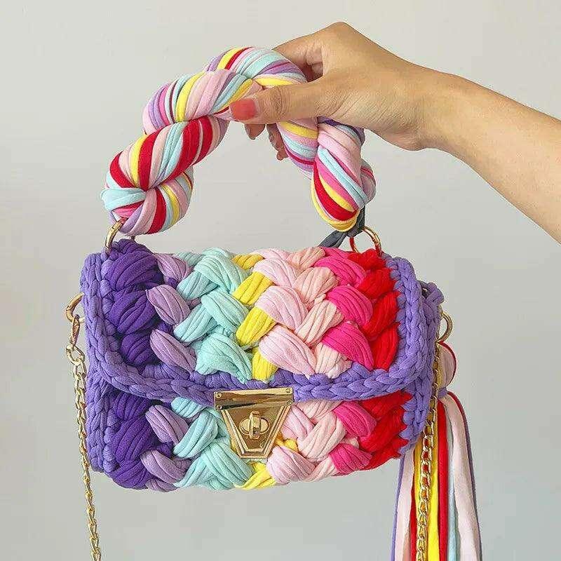 Colorful knitted bag for women
