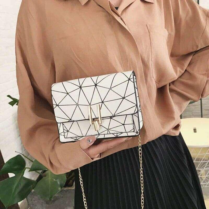 Women's evening bag with a glamorous geometric design