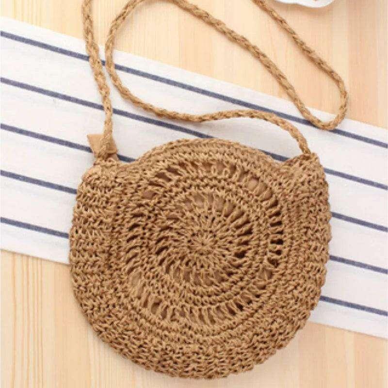 תיק קש חוף עם קשת חמוד