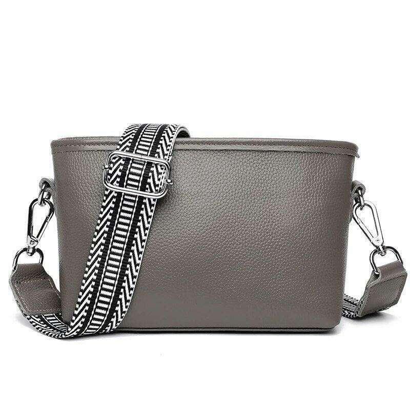 Small leather crossbody bag for women with a designed strap