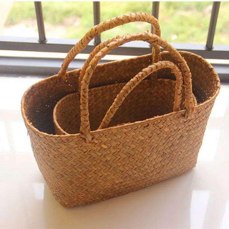 Handmade natural straw bag