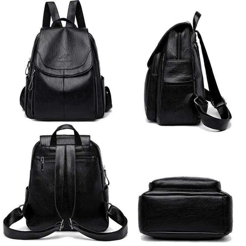 Classic leather backpack for women