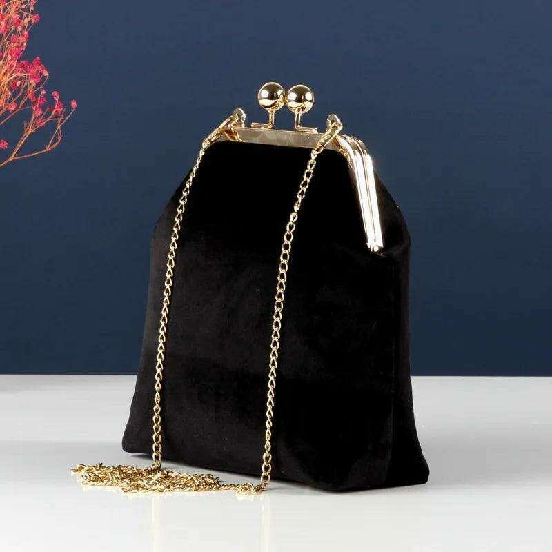 Luxury velvet evening bag for women with gold chain