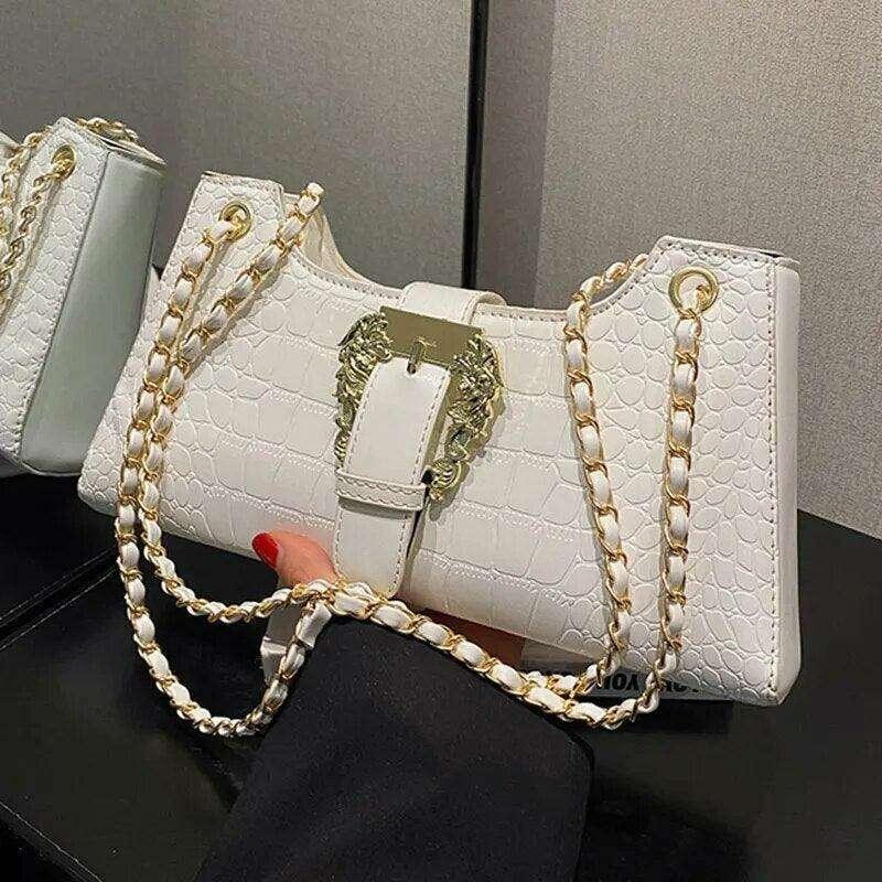 Luxurious evening bag with crocodile pattern for women