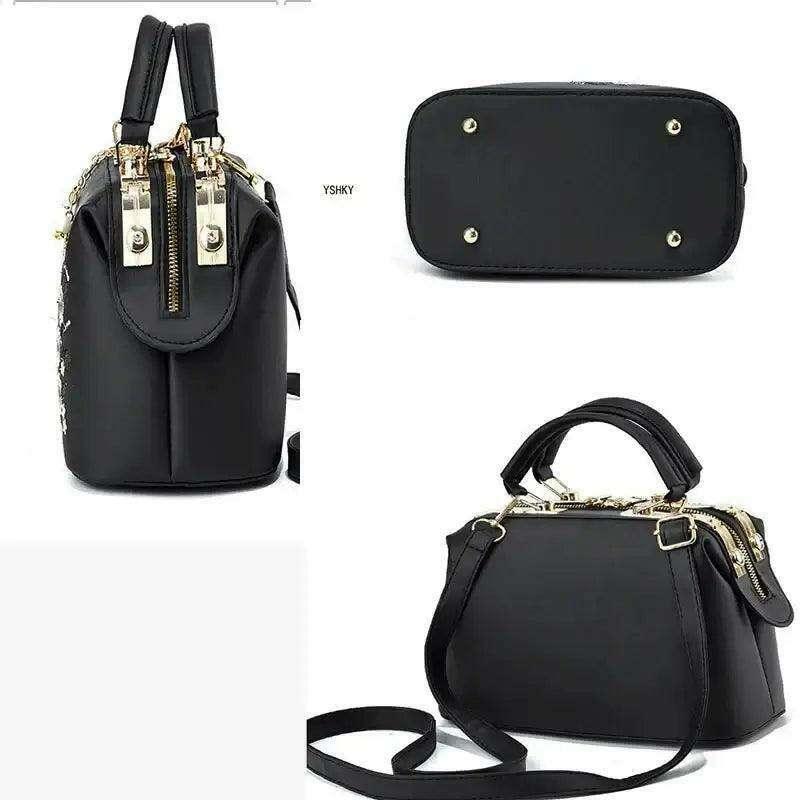 Elegant feminine bag with embroidered floral design