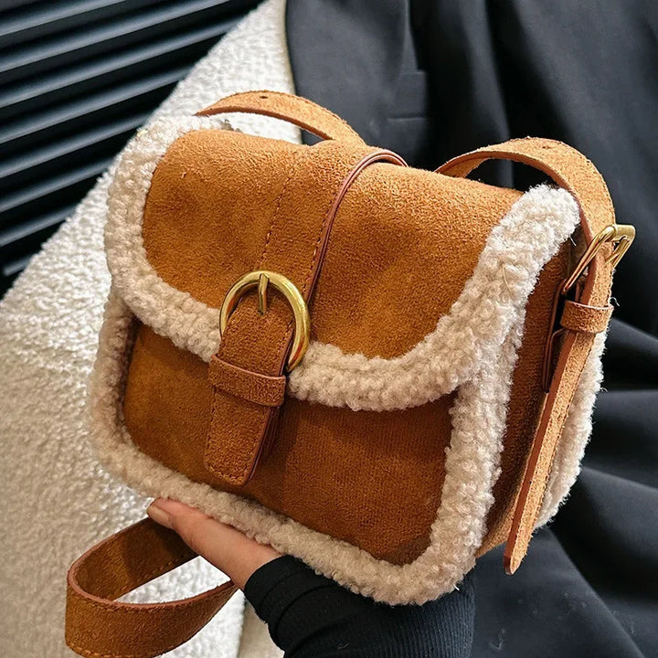 Women's Retro Lambswool Shoulder Bag | Unique Cute Design | Classic and Contemporary