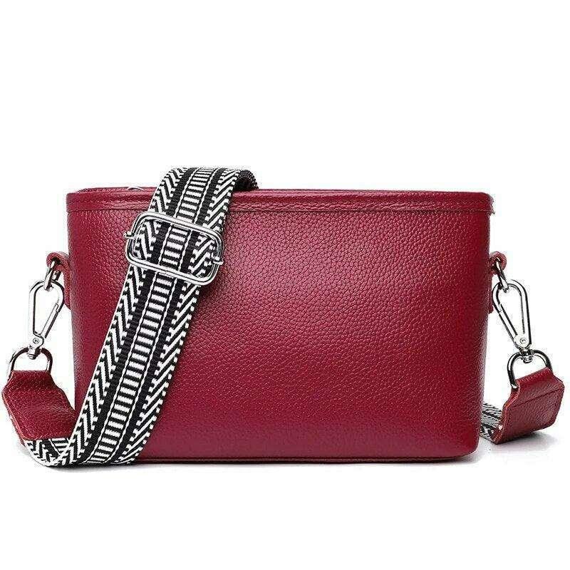 Small leather crossbody bag for women with a designed strap