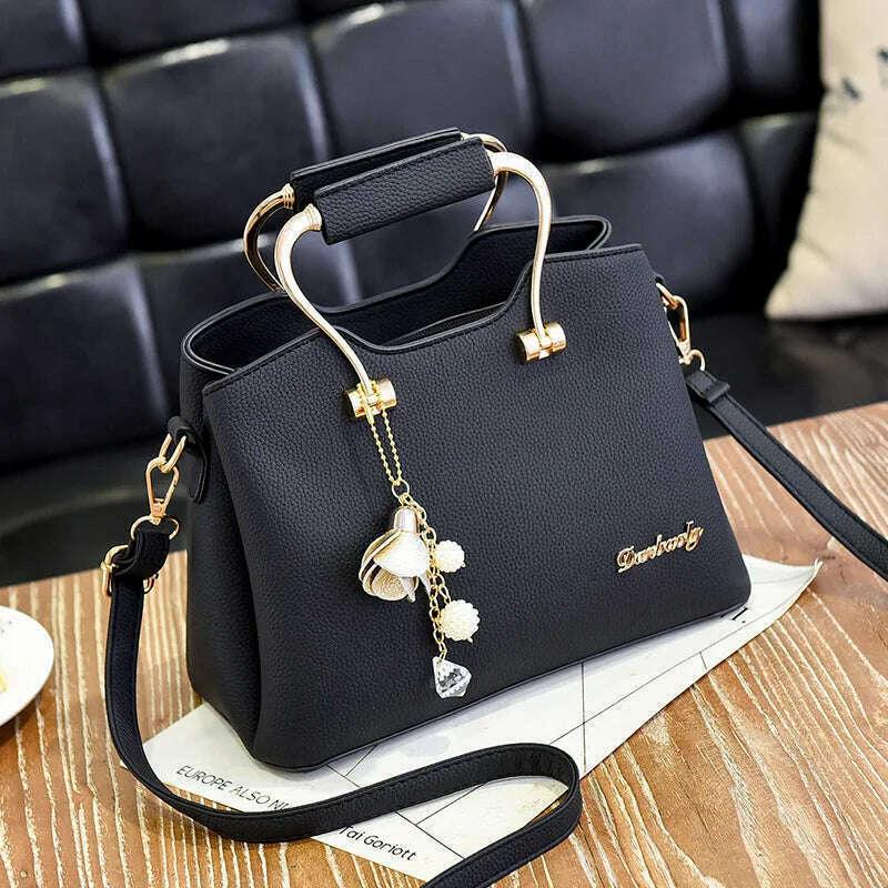 Luxurious evening bag with designed metal handles for women
