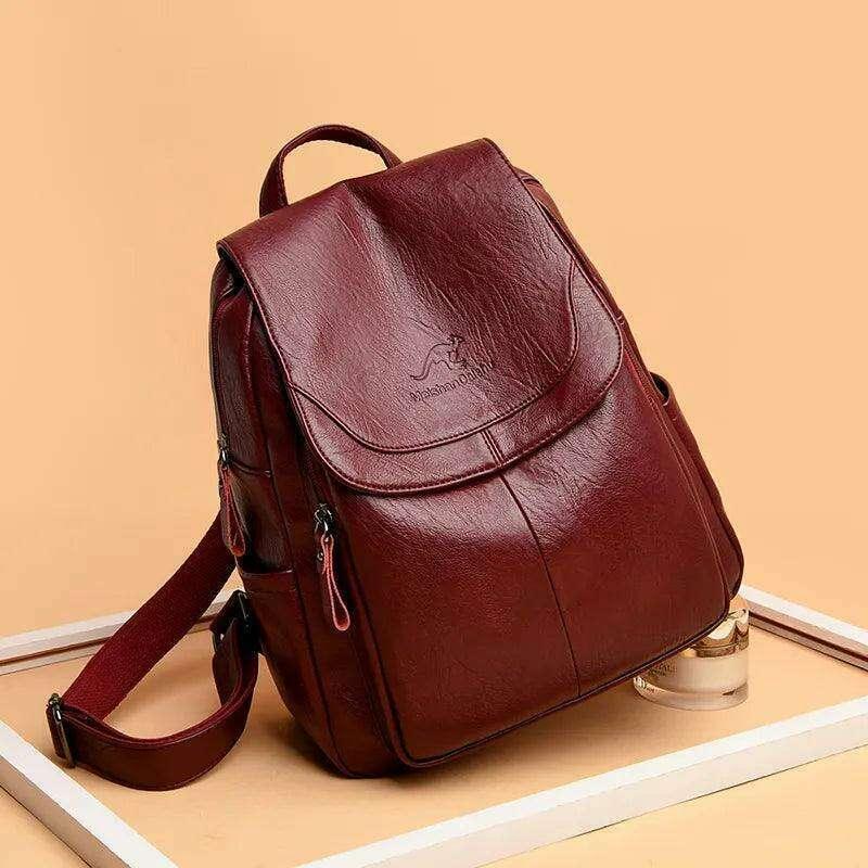 Classic leather backpack for women