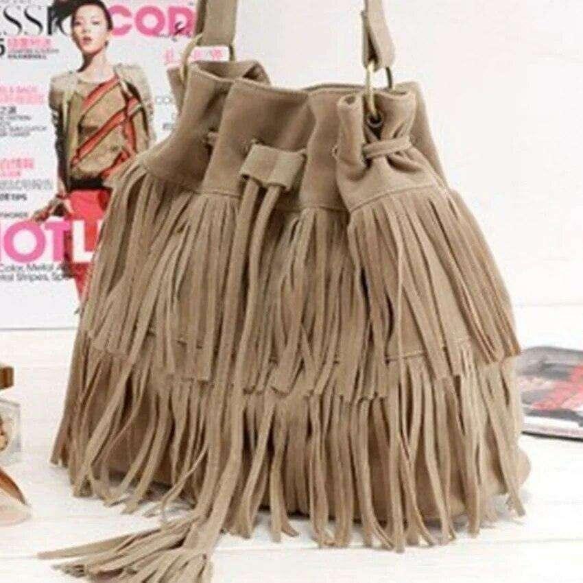 Women's Tassel Bucket Bag
