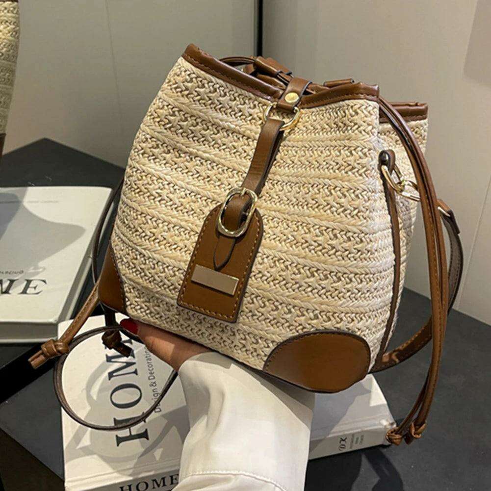 Elegant woven bucket bag