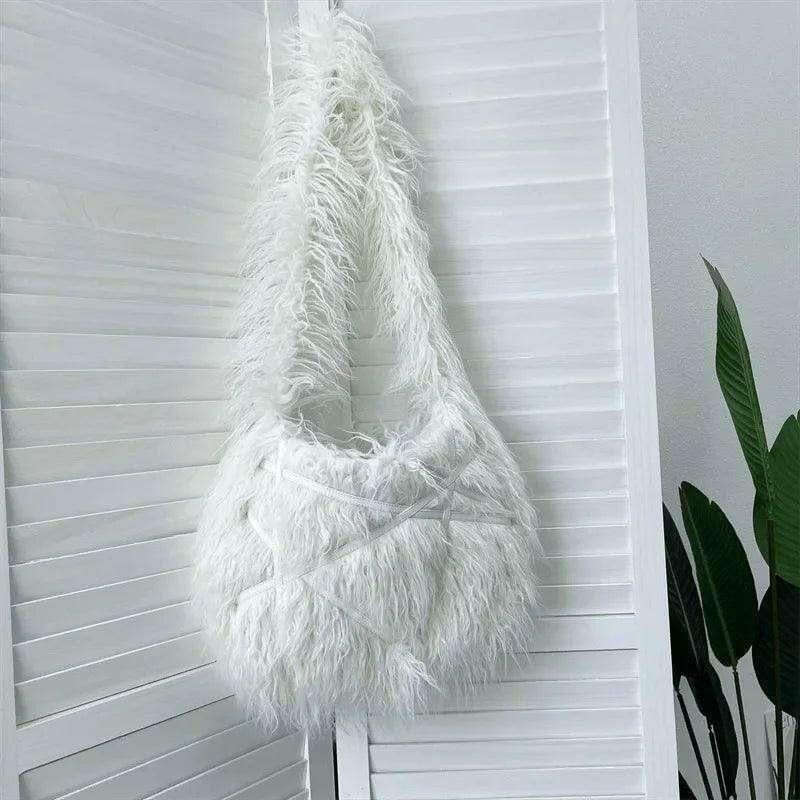 Furry crossbody bag for women