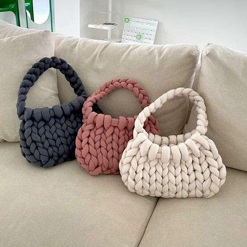 Knitted bag with braided design