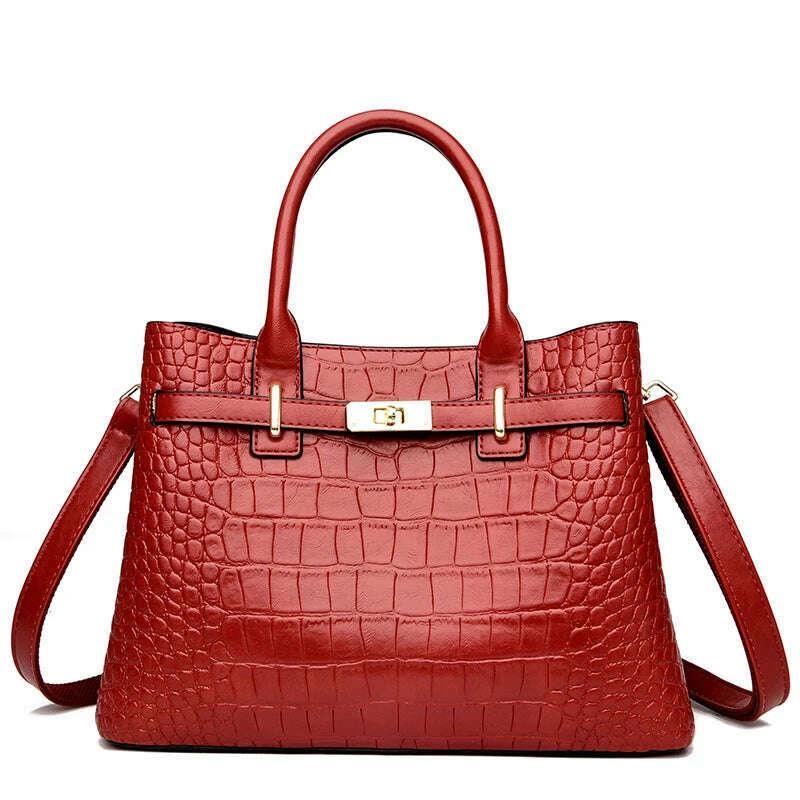 Elegant brown crocodile leather handbag - luxury and comfort for women
