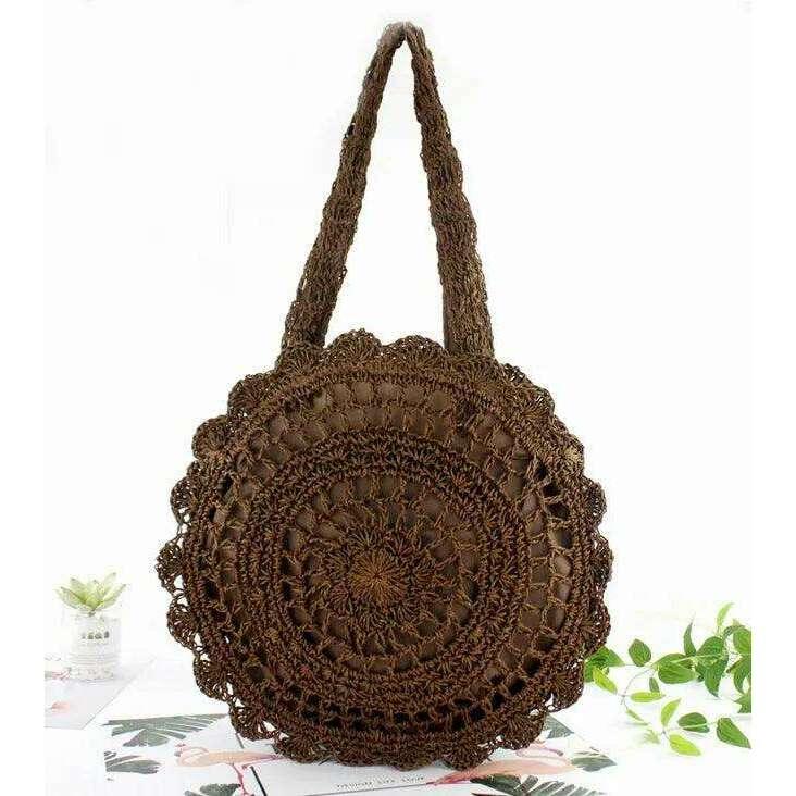 Women's Round Knitted Straw Bag