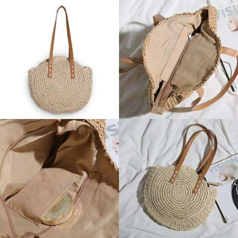 תיק עגול קש לנשים